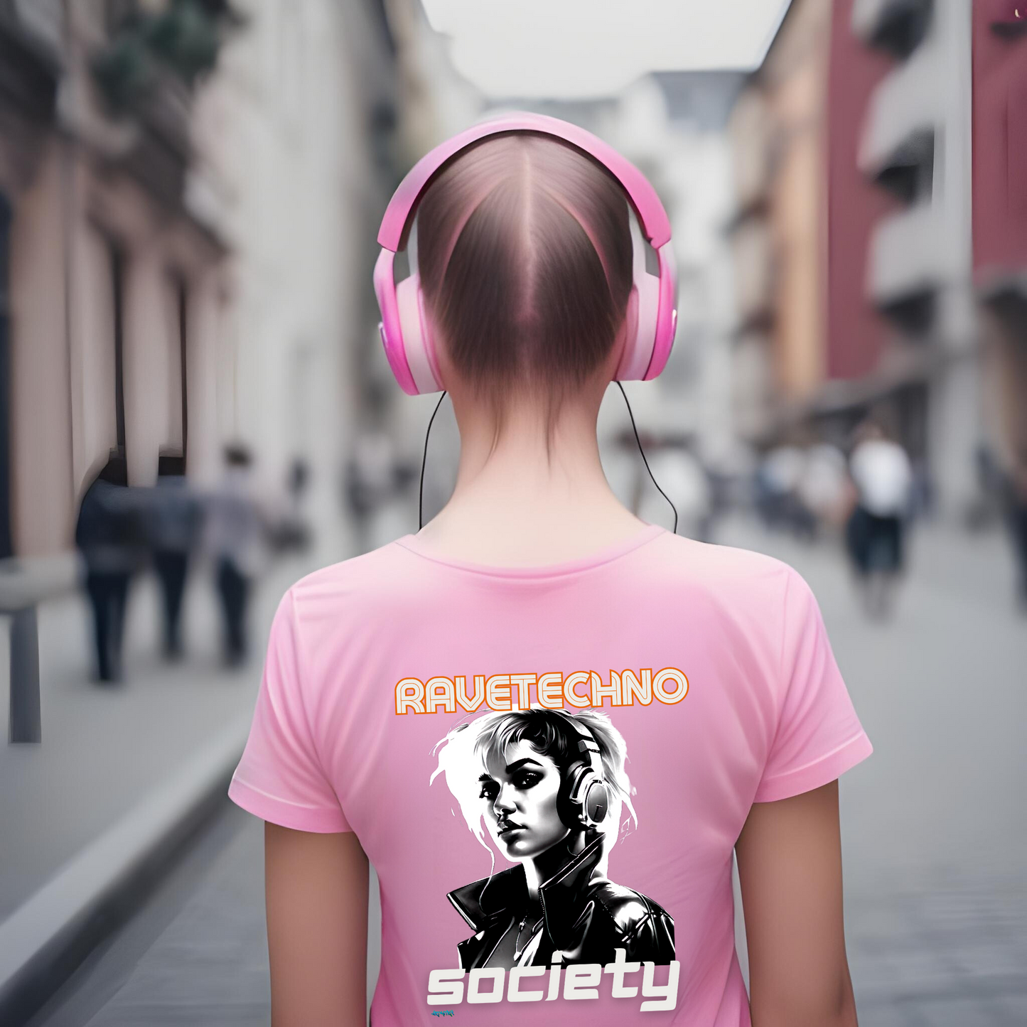 Ravetechno Society Girlie Shirt back print