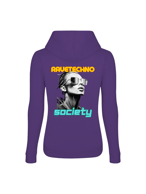 Ravetechno Society Girlie Hoodie back print