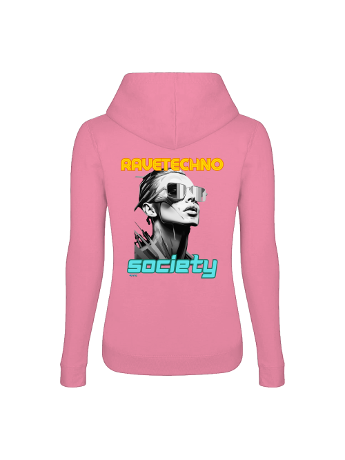 Ravetechno Society Girlie Hoodie back print