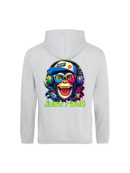 Just Rave Monkey head Hoodie back print