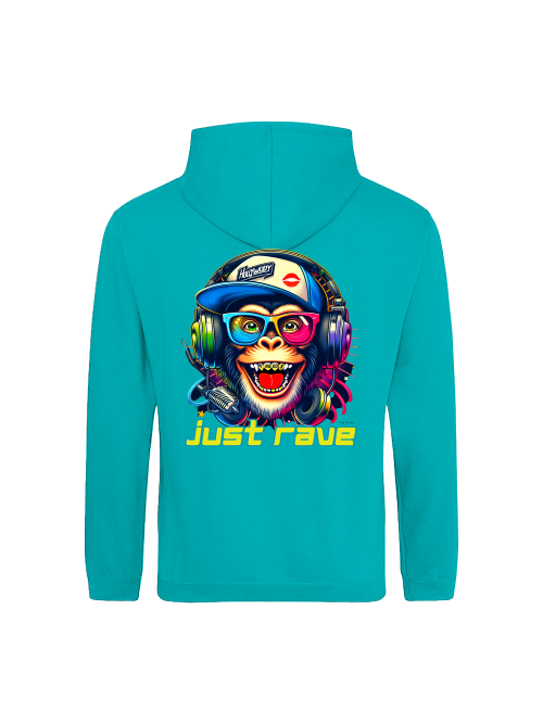 Just Rave Monkey head Hoodie back print