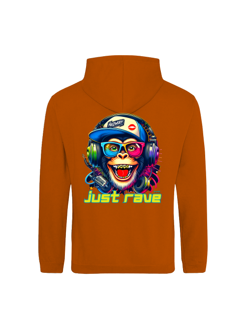 Just Rave Monkey head Hoodie back print
