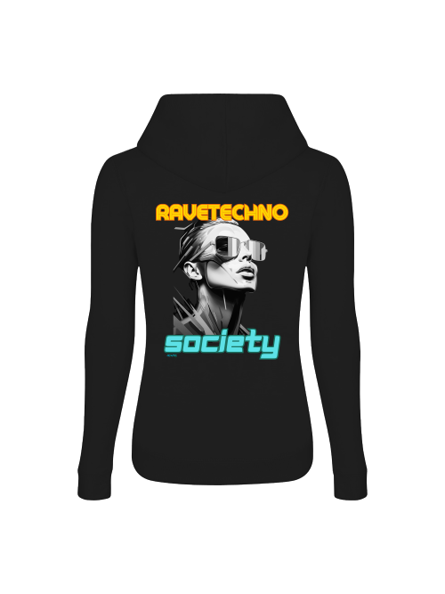 Ravetechno Society Girlie Hoodie back print