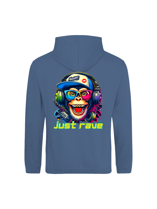 Just Rave Monkey head Hoodie back print