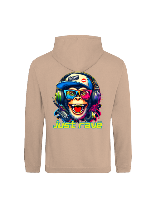 Just Rave Monkey head Hoodie back print