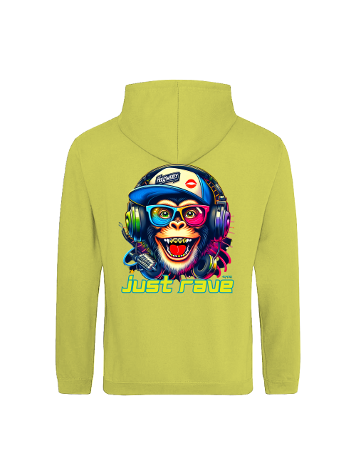 Just Rave Monkey head Hoodie back print