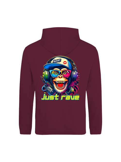 Just Rave Monkey head Hoodie back print
